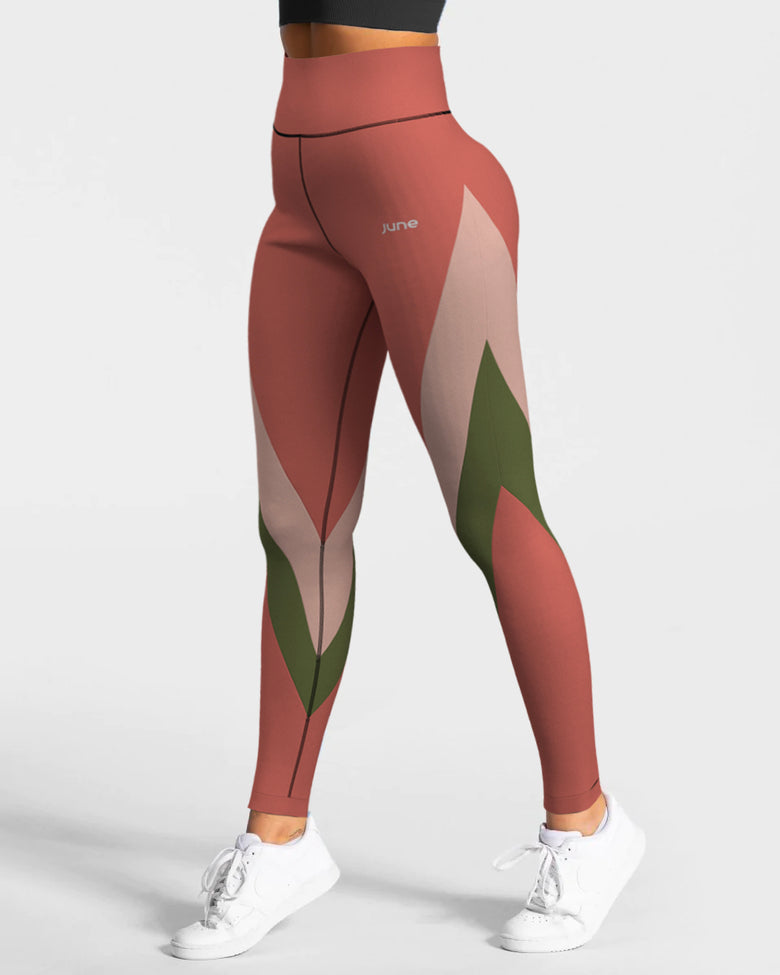 Surge High Waist Leggings - Crimson Bloom