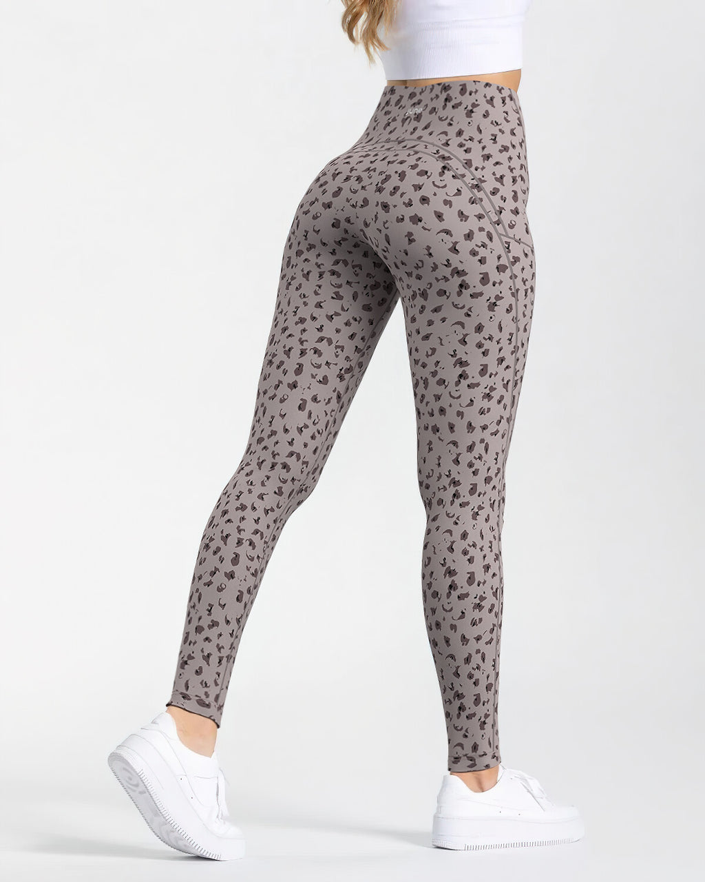 Abstract Leo High-Waist Leggings - Brown
