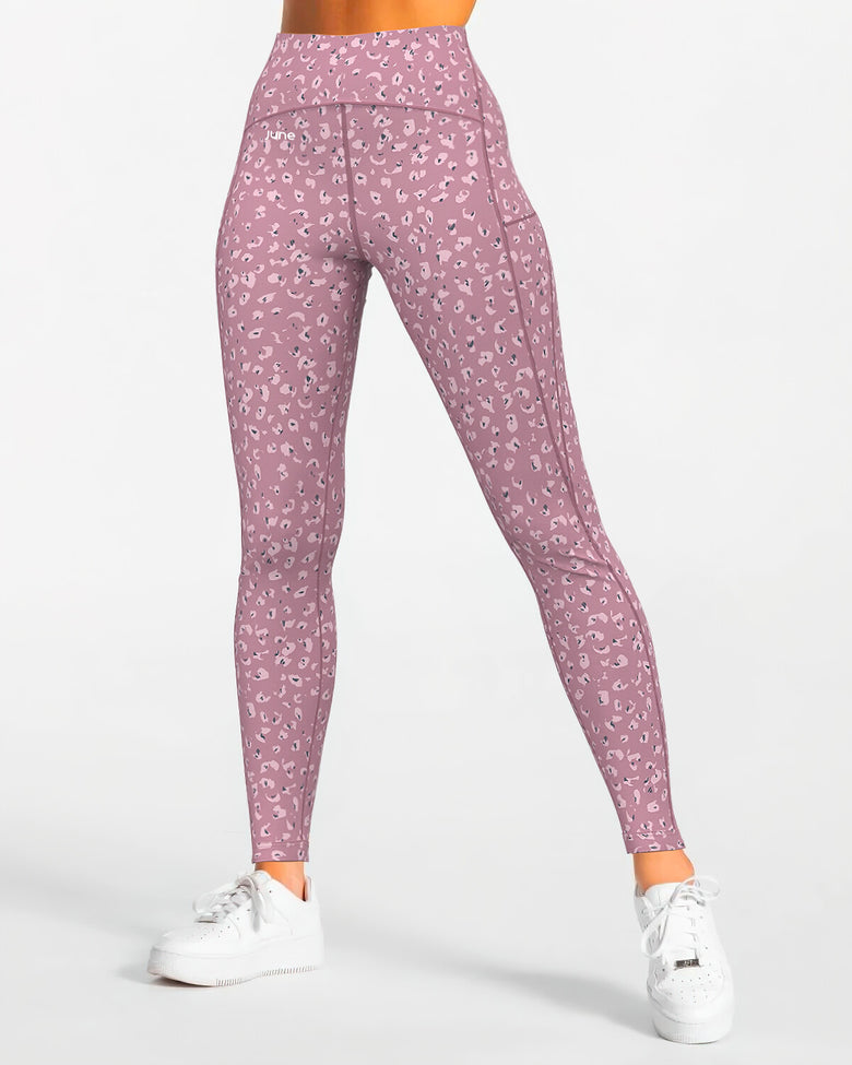 Abstract Leo High-Waist Leggings - Pink