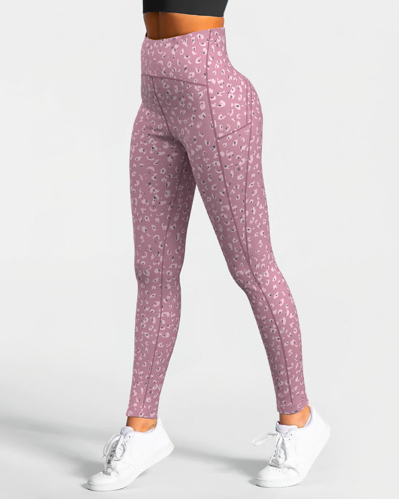 Abstract Leo High-Waist Leggings - Pink